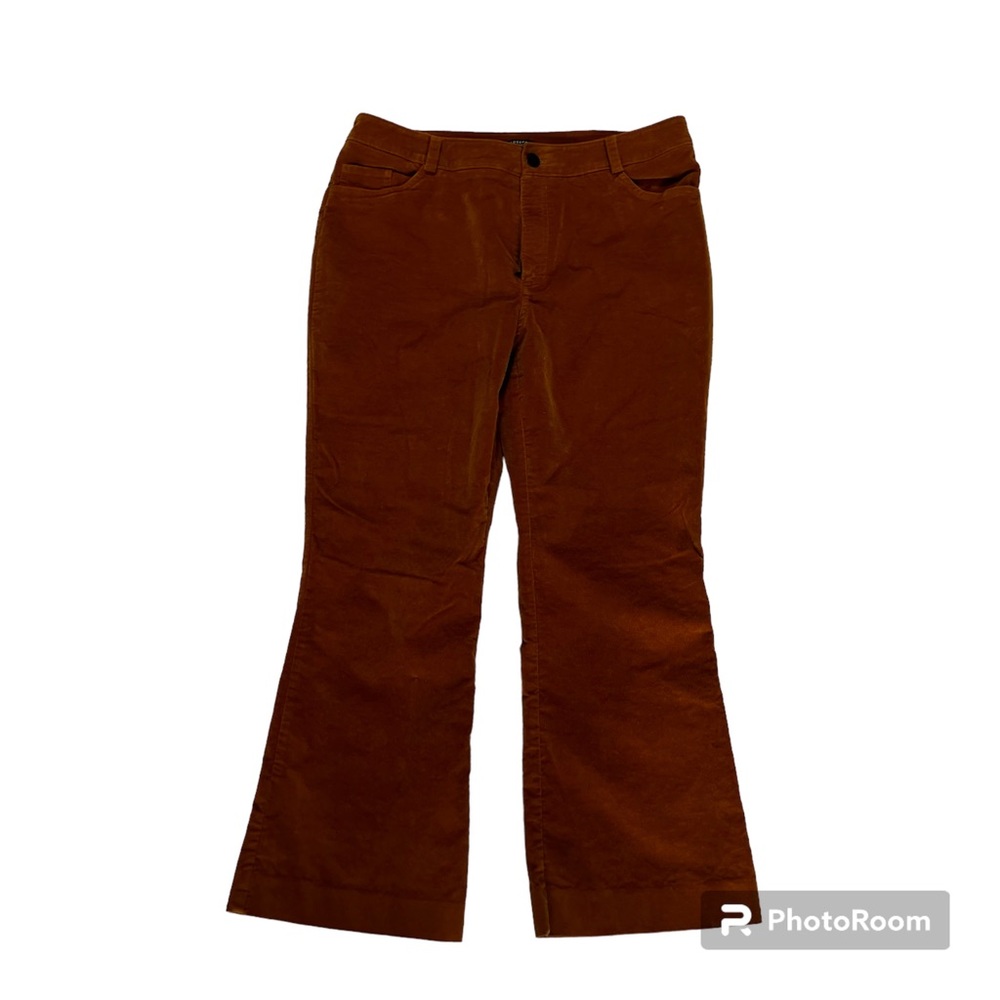 Halogen cognac brown velvet flared pants size 12